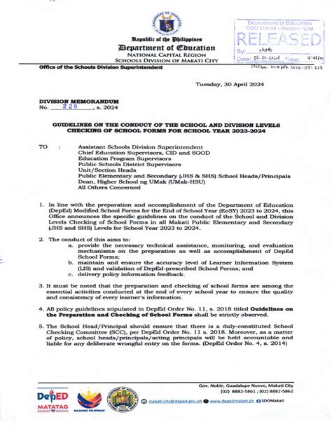 DM NO. 228, S. 2024 GUIDELINES ON THE CONDUCT OF .
